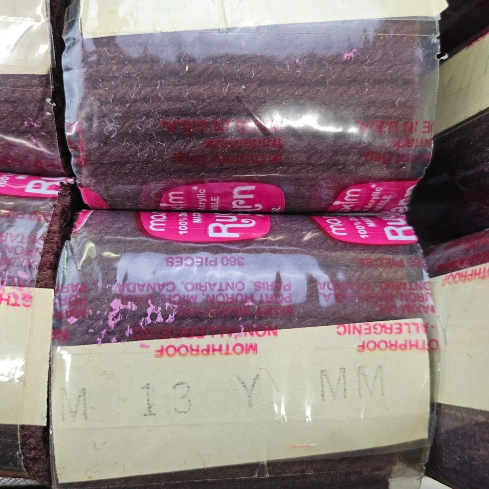 Mary Maxim Rug Yarn Maroon 9 Bundles 100% Orlon Acrylic Latch Hook Pre-Cut vtg